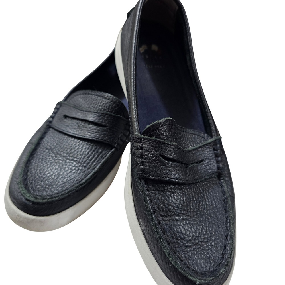 Cole Haan Nantucket Black Pebbled Leather Penny Loafers Casual Women 5.5B Preppy